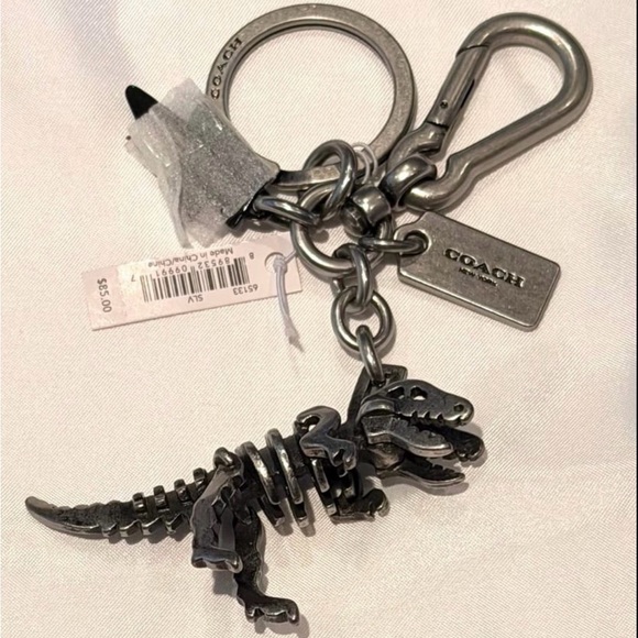 Coach Accessories - Coach Gunmetal Dinosaur Skeleton Keychain & Card Tag